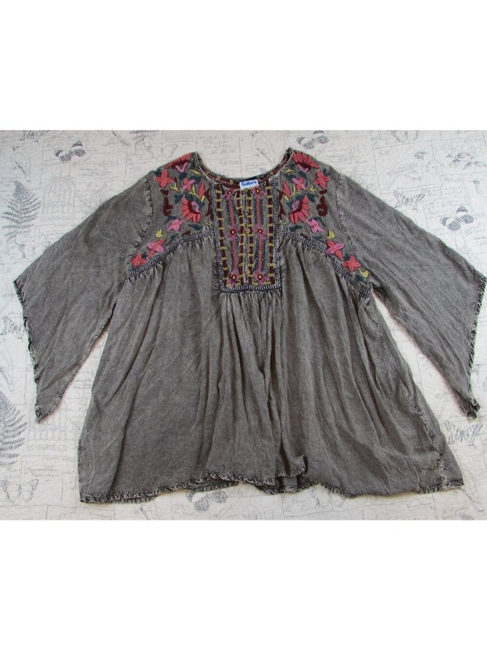 NEW The Pyramid Collection Embroidered Boho Shirt Festival  Flowy Plus sz  3X